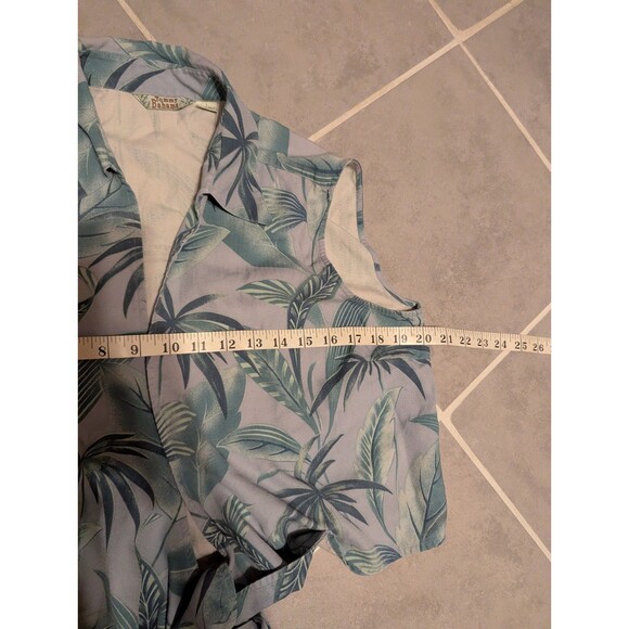 Tommy Bahama Y2K Women's 100% Silk Sleeveless Crop Tie-Front Tropical Top Sz L - Picture 8 of 10